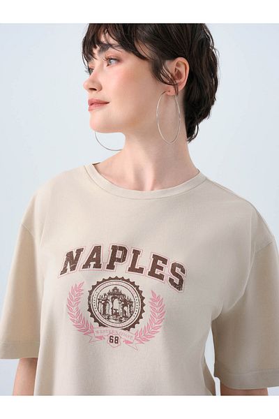 Loft Γυναικείο μπλουζάκι Regular Fit Beige Lf2038458