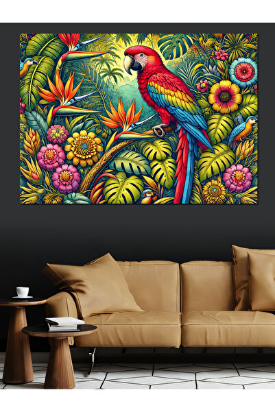 ekart Pânză decorativă cu desen de papagal colorat - MDF Lemn