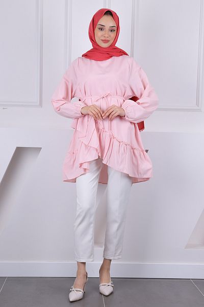 İmajButik Powder Skirt Layered Ruffled Tunic