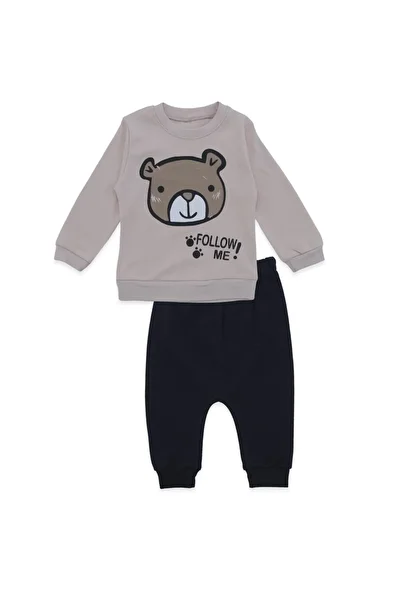 Bebelop Unisex Girl Boy Baby Bear Printed 2-Piece Top and Bottom Tracksuit Set
