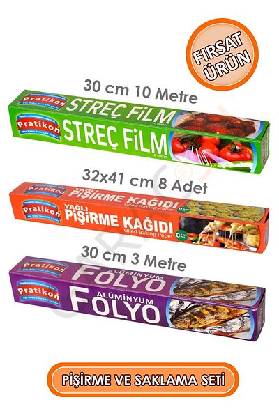 garaccu Food Baking and Storage Set Cling Film + Greaseproof Baking Paper + Aluminum Foil Set of 3