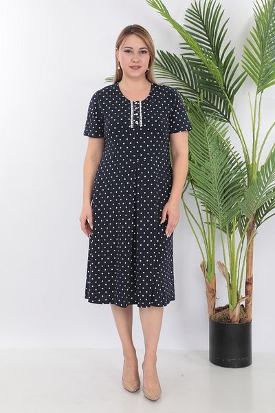 STELLETO Polka Dot Buttoned Collar Summer Modal Dress