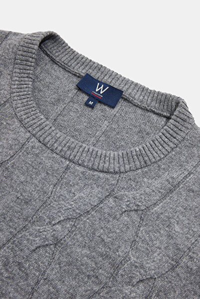 W Collection GRİ BİSİKLET YAKA UZUN KOLLU KAZAK