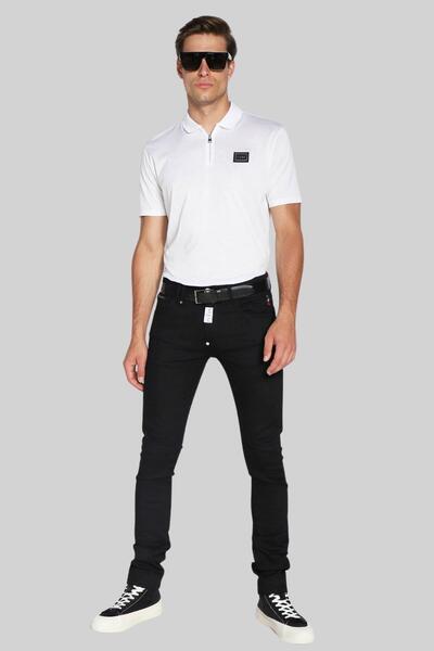 HUGO Regular Fit Fermuarlı Polo Yaka Erkek T-shirt Beyaz