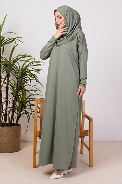 Bestenur Πρακτικό Ολόσωμο Πέτρινο Φόρεμα Προσευχής 1406 - Χακί