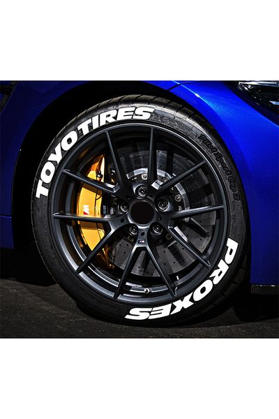 komauto White Toyo Proxes 3D Tyre Lettering - 2.5 Cm, 4 Pieces, Motor & Vehicle & Scooter Compatible