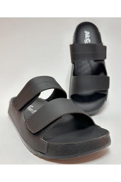 ALC Adjustable Double Velvet Anatomic Sole Men's Daily Black Home Guest and Street Slippers
