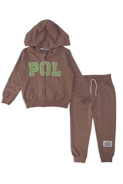 Bebelop Boy's Pol Embroidered Hooded 2-Piece Top and Bottom Tracksuit Set