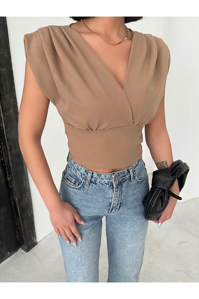 QUTTA Γυναικεία μπλούζα με διπλό στήθος Crop μπλούζα