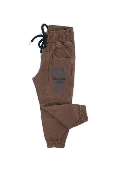 Bebelop Boy's Elastic Leg Pocket Printed Lace-up Trousers