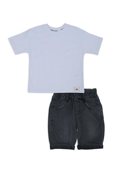 Bebelop Boy's T-Shirt Short Sleeve Jeans Shorts with Pockets 2-Piece Top and Bottom Set