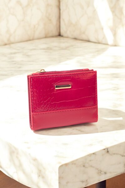 KRB POLO ACCESSORİES محفظة نسائية بنمط التمساح مع سحاب وإكسسوارات محفظة حمراء...