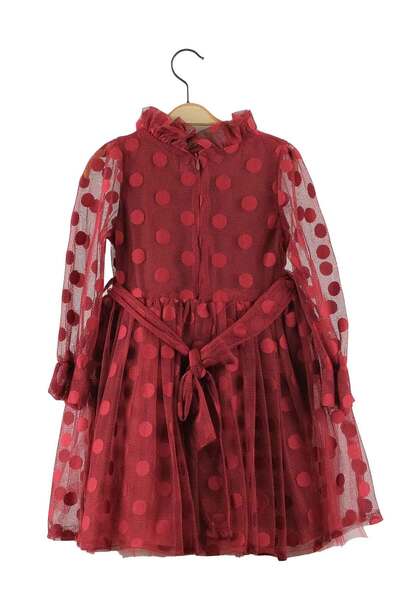 Bebelop Büyük Puanlı Kız Elbise.6 Yaş.bordo.06