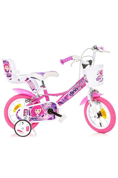Dino Bikes Fairy DB-124RSN-09FY Dino Bikes children's bicycle, 12 inches, pink and white color