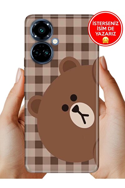 TECNO Camon 19 Pro Kılıf Desenli Baskılı Kamera Korumalı Silikon Ekose Bear U...