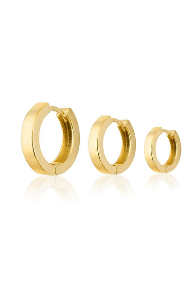 Zanaatsilver 925 Ayar Gümüş Taşsız 3'lü Kombin Halka Küpe