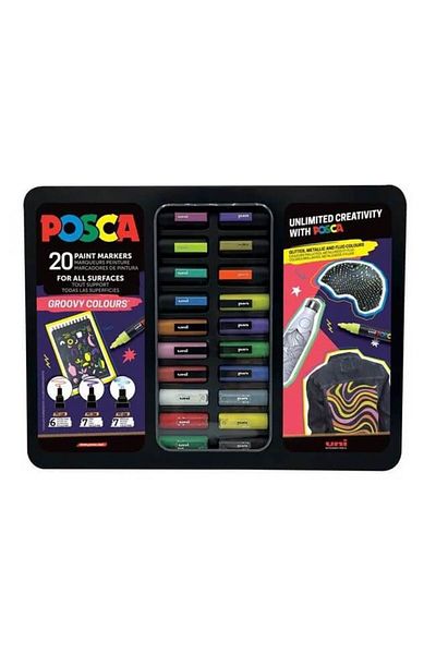 POSCA Set 20 Markere In Cutie Metalica - Groovy