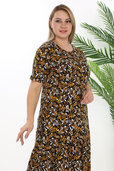 STELLETO Short Sleeve Summer Modal Dress with Back Button Wide Ruffles