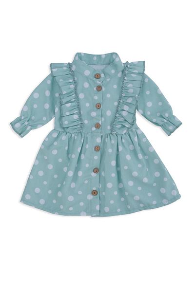 Bebelop Girl's Baby Polka Dot Chenille Dress Frilly Shoulder Detail
