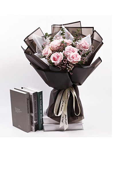 OLİ Art Çiçek Kağıdı Siyah. 4 Adet Buket Kağıdı Çiçek Ambalaj Kağıdı