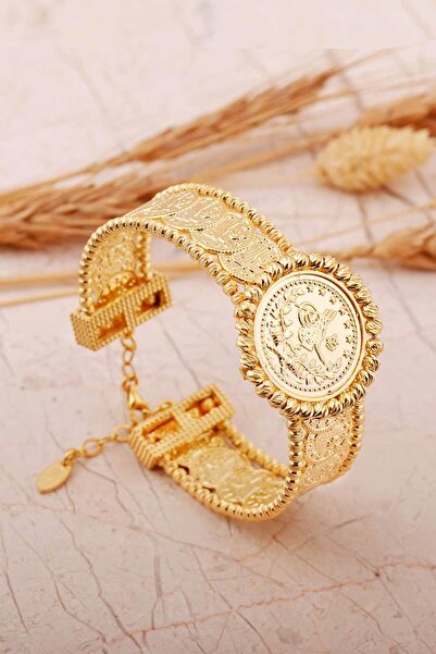 Sümer Telkari Dorika Altın Kaplama Tuğralı 925 Ayar Gümüş Bilezik 4811