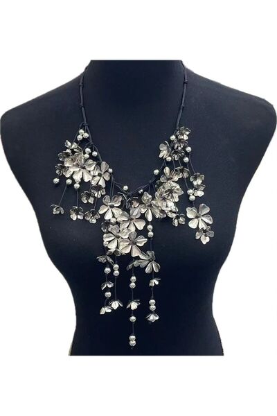 mos&more زهرة فضية قلادة المرأة الأنيقة