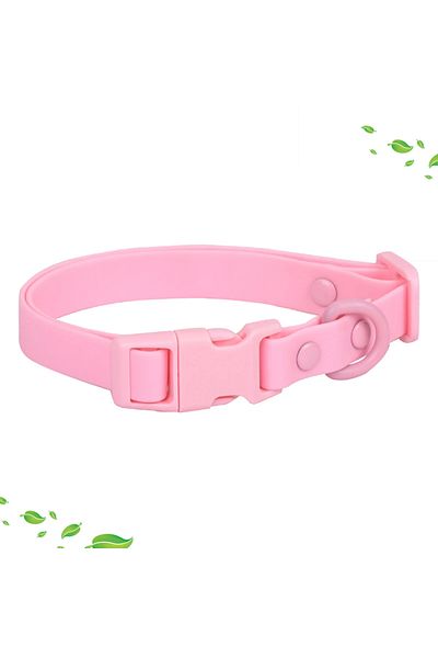 DUTRIEUX M Pink New Macaron Colored PVC Dog Collar Waterproof Dirt Resistant Easy To Clean Pet Collar Adjusta