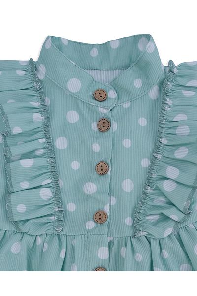 Bebelop Girl's Baby Polka Dot Chenille Dress Frilly Shoulder Detail