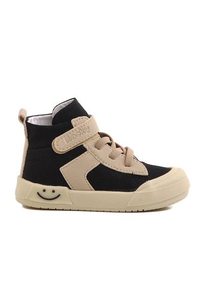 AYAKMOD Pantofi pentru copii unisex cu velcro până la gleznă din in negru 7465 B