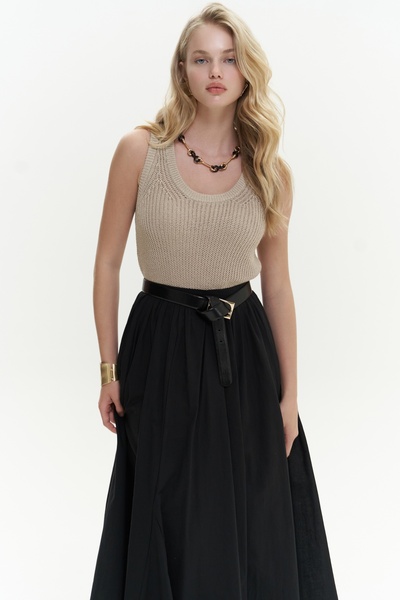 BOHEMAİ Fusta neagră plisată Amaya la gleznă