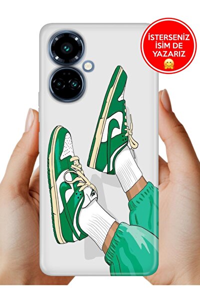TECNO Camon 19 Pro Kılıf Uyumlu Telefon Kılıfı Desenli Kapak Yeşil Sneaker