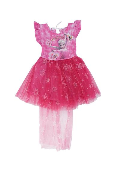 Bebelop Girl's Frozen Printed Ruffle Sleeve Tutu Tailed Tulle Dress