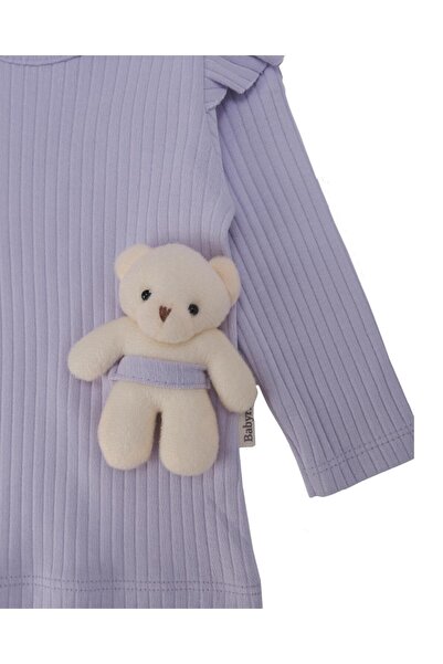Bebelop Kız Bebek Fırfır Kol Detaylı Çıtçıtlı Ayıcıklı 2'li Alt Üst Takım
