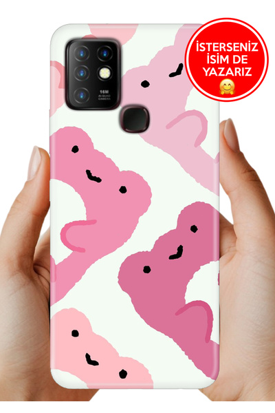 Cekuonline İnfinix Hot 10 Kılıf Desenli İsimli / İsimsiz Silikon Pink Frogs