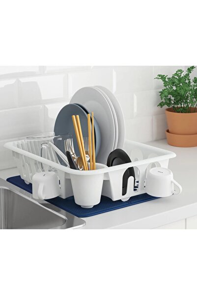 IKEA Tezgah Üstü Bulaşıklık 46x36x12 Cm İkea Plastik Bulaşık Kabı Beyaz Renk