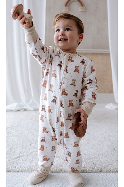 Lollie Baby&Kids حقيبة نوم للأطفال 1.0 TOG مودال وقطن مع دمية دب