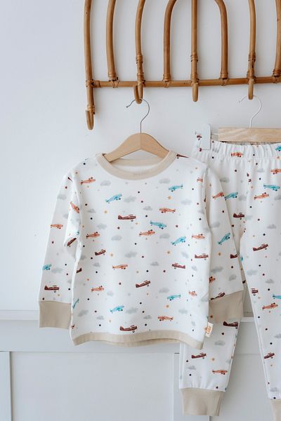 Lollie Baby&Kids 1.0 طقم بيجامة قطن مودال TOG - طائرات