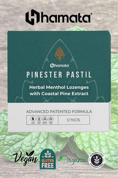 Hamata Hamata Pinester Pastil – Coastal Pine Menthol Lozenges, Throat Soothing & Refreshing, 12 Lozenges