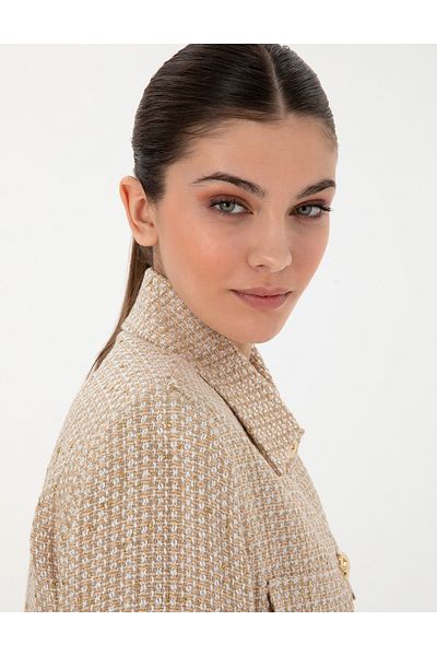 Pierre Cardin Beige Crop Top Jacket 50300056-Vr011