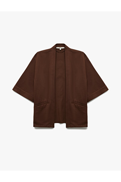 Koton 3/4 Wide Sleeve Oversize Kimono with Cotton Pockets