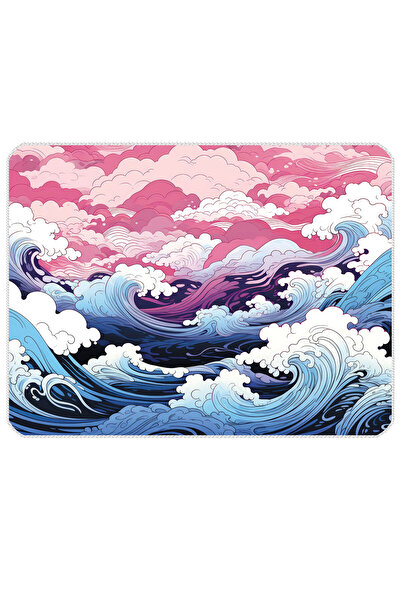 ilyuka Mouse Pad 40X30cm Japanese Waves MP454030 Gaming Oyuncu Kaymaz Kauçuk Taban Dikişli Kenar Mousepad