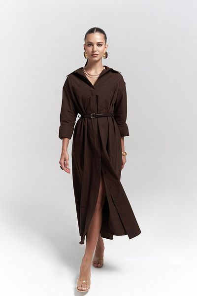 MAİ COLLECTİON Belsay Trenchcoat Braunes Kleid