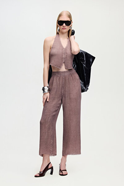 İKİKIZ Keten Kahverengi Pantolon