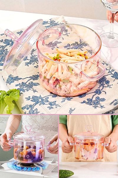 Tilbe Home Pink Heart Figured Pot - Borosilicate Thermisil 1500 ml