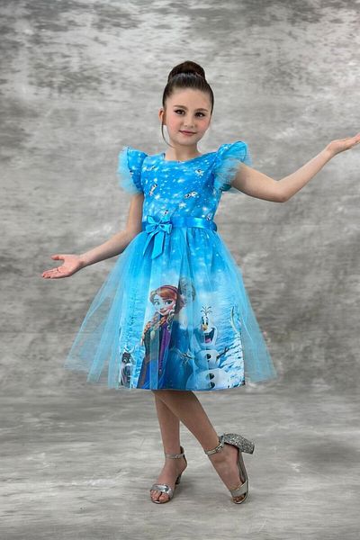 ABİYEKİDS Μπλε Φόρεμα Elsa - Φόρεμα για πάρτι γενεθλίων Aby4481