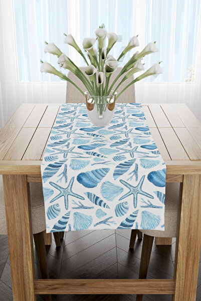 EsnafAli Runner cu modele multiple albastru alb marin 40x140cm