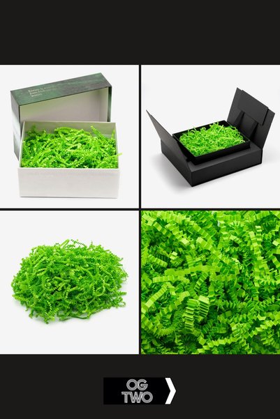 OGTWO Premium Zig Zag Shredded Paper Gift Box Filler Pelur Shred 50 Gr Paper Green for Decoration