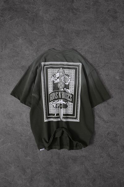 Slatra Ανδρικό μπλουζάκι με στάμπα χακί Gun Roses Oversize