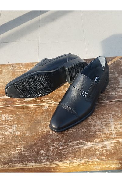 LİCCAS Men's Seasonal Shoes - Autumn and Winter Genuine Leather, Rubber Sole, Laceless