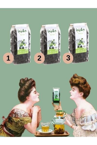 LAZİKA (3'lü Set) El Yapımı Yeşil Çay (3x50 g) - Katkısız, 2,5 Yaprak, Mayıs ...